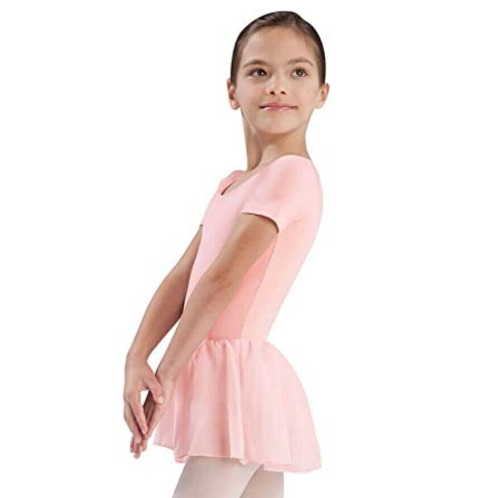 Flo Dancewear Girls Ruched Puff Long Sleeve Leotard Dress Pink Size 3